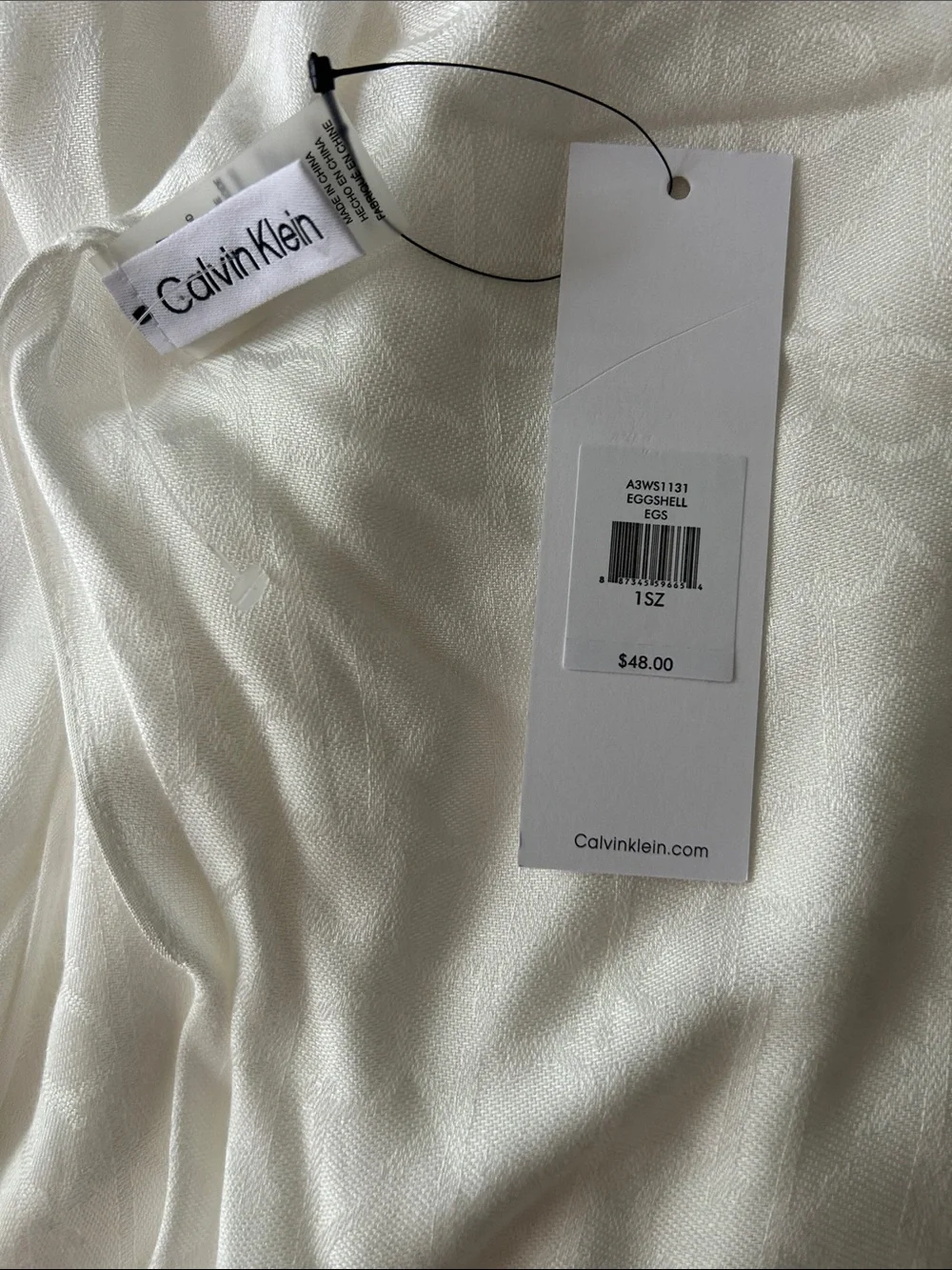 Calvin Klein Cream Textured Shawl Drapery Accent